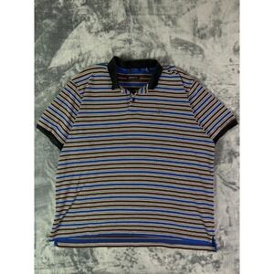 Vintage‎ Sean John Polo Shirt Men's 3XL Striped Brown Blue Casual Hip Hop